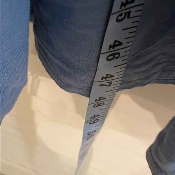 Magari Slate Blue 3/4 Puff Sleeve Button Down Tiered Pocketed Sundress - Picture 11 of 14